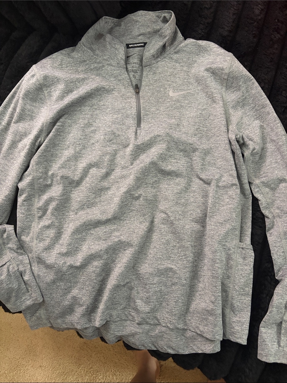 Nike Women's Light Gray Heather 1/4 Zip Pullover